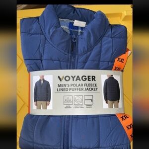 Voyager Men's Polar Fleece Lined Puffer Jacket Water Resistant, Xxl Blue